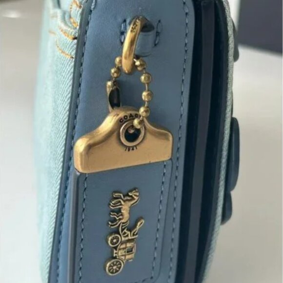 Coach 1941 Dinky Blue Denim With Tea Rose Shoulder Crossbody Bags 53706 - Picture 4 of 11